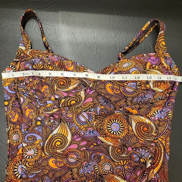 Emerald Bay One Piece Swimsuit Multicolored With Adjustable Straps Sz 14 - Picture 10 of 13
